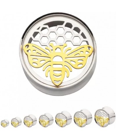 316L Stainless Steel Gold PVD Cut Out Bee and Honeycomb Shape Double Flared Plugs, Sold As Pair 14mm (9/16") $9.71 Body Jewelry