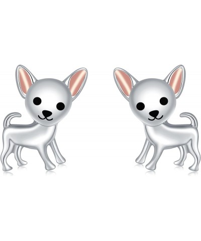 Cute Puppy Dog Stud Earrings for Girls 925 Sterling Silver Hypoallergenic Dachshund/French Bulldog Stud/Chihuahua Earring Kid...