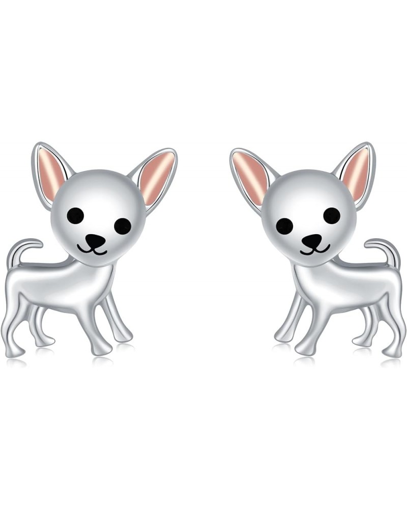 Cute Puppy Dog Stud Earrings for Girls 925 Sterling Silver Hypoallergenic Dachshund/French Bulldog Stud/Chihuahua Earring Kid...