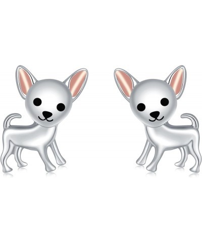 Cute Puppy Dog Stud Earrings for Girls 925 Sterling Silver Hypoallergenic Dachshund/French Bulldog Stud/Chihuahua Earring Kid...