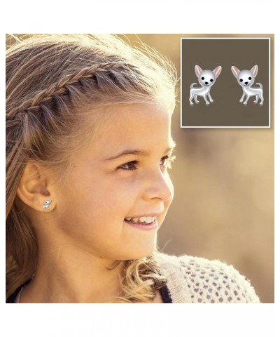 Cute Puppy Dog Stud Earrings for Girls 925 Sterling Silver Hypoallergenic Dachshund/French Bulldog Stud/Chihuahua Earring Kid...