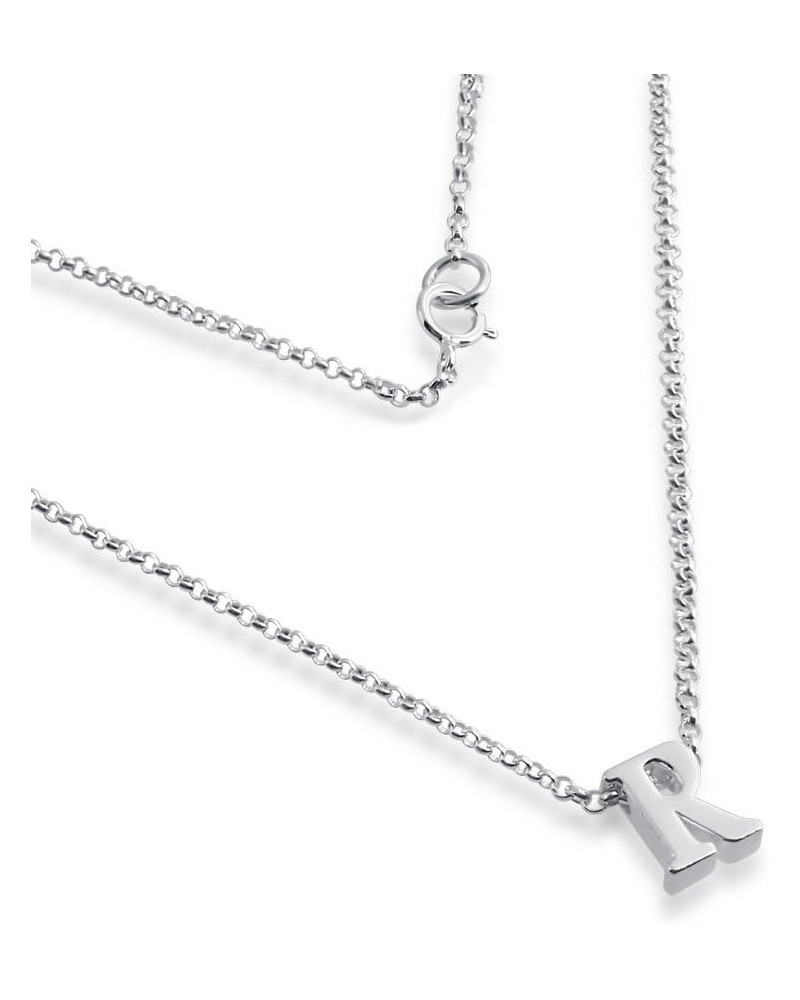 Initial Letter R Personalized Serif Font Pendant Necklace Thin 1mm Chain Sterling Silver 16.0 Inches $31.69 Necklaces