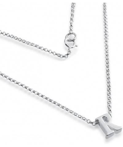 Initial Letter R Personalized Serif Font Pendant Necklace Thin 1mm Chain Sterling Silver 16.0 Inches $31.69 Necklaces