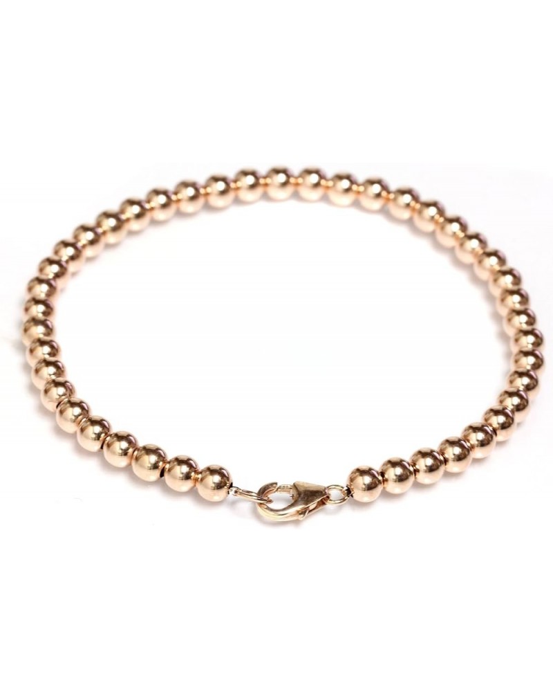 14k Gold Beaded Ball Bracelet with Lobster Clasp 5 mm Beads 6" to 8.5 Rose Gold 6.0 Inches $140.60 Bracelets