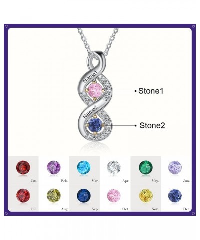 925 Sterling Silver necklace with birthstones mothers jewelry personalized engraved necklace for women gift for mom sister da...