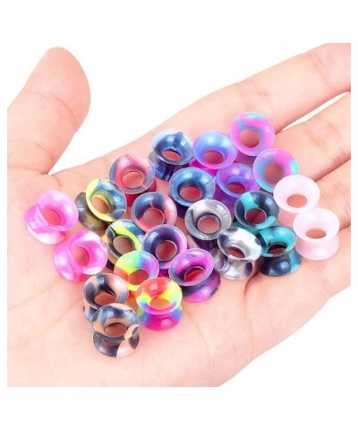 12-38 Pairs Silicone Ear Tunnels Plugs Colorful Soft Flexible Hollow Saddle Silicone Gauges Ear Piercing Jewelry 2g-1 inch 12...