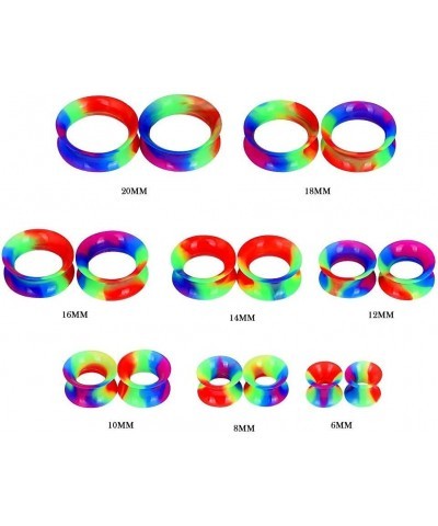 12-38 Pairs Silicone Ear Tunnels Plugs Colorful Soft Flexible Hollow Saddle Silicone Gauges Ear Piercing Jewelry 2g-1 inch 12...