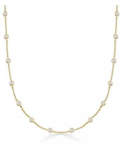 4.50 ct. t.w. CZ Station Necklace 18kt Gold Over Silver 16.0 Inches $68.88 Necklaces