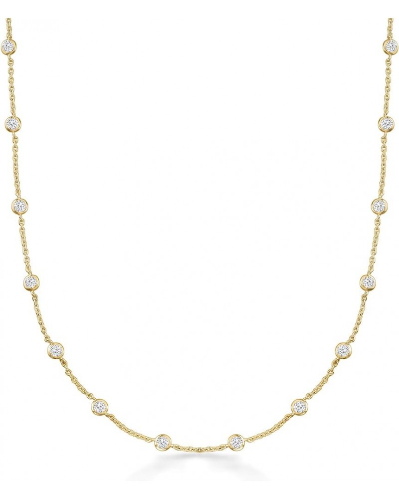 4.50 ct. t.w. CZ Station Necklace 18kt Gold Over Silver 16.0 Inches $68.88 Necklaces