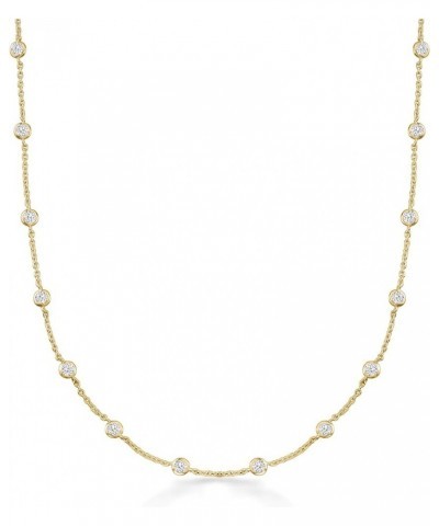 4.50 ct. t.w. CZ Station Necklace 18kt Gold Over Silver 16.0 Inches $68.88 Necklaces