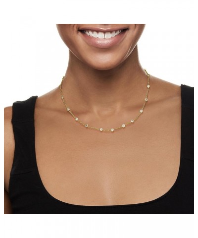 4.50 ct. t.w. CZ Station Necklace 18kt Gold Over Silver 16.0 Inches $68.88 Necklaces