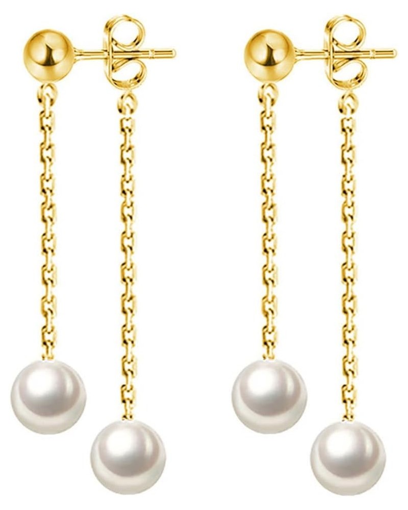 Solid 925 Sterling Silver Pearl Dangle Earrings Chain Drop for Women Girls Pearl Chain Dangle Earrings Tassel B-Yellow $9.00 ...