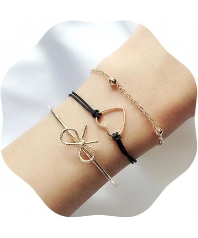 Heart Bow Knot Beads String Bracelet Dainty Flat Bracelet 11061534 $8.24 Bracelets