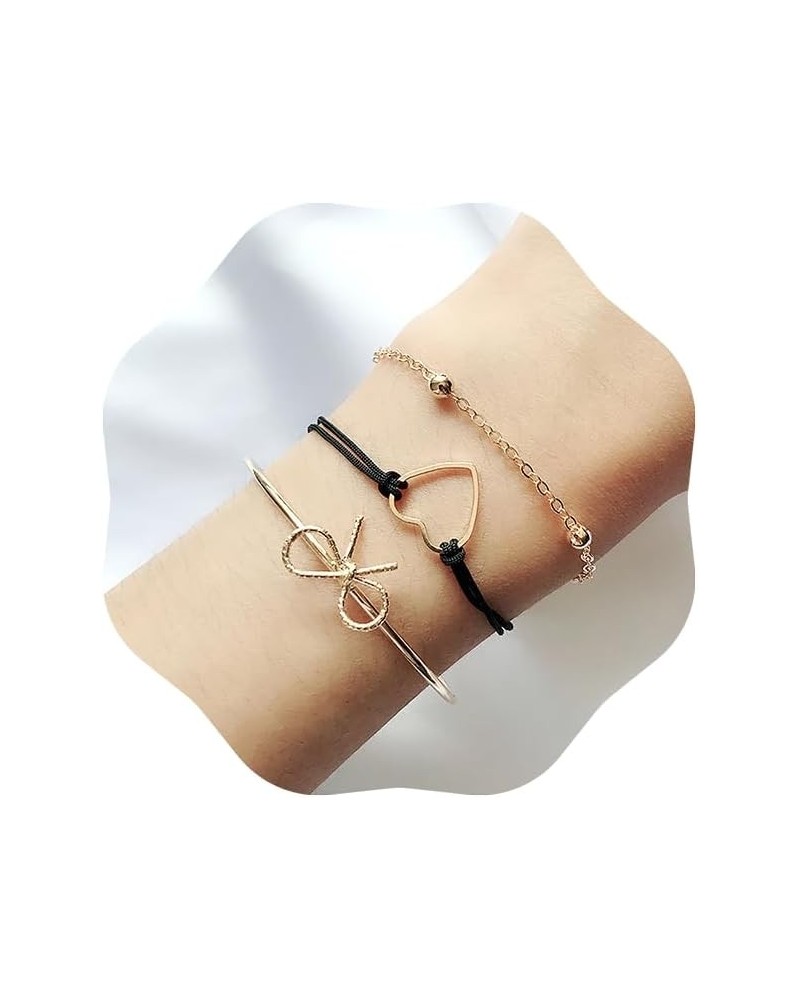 Heart Bow Knot Beads String Bracelet Dainty Flat Bracelet 11061534 $8.24 Bracelets