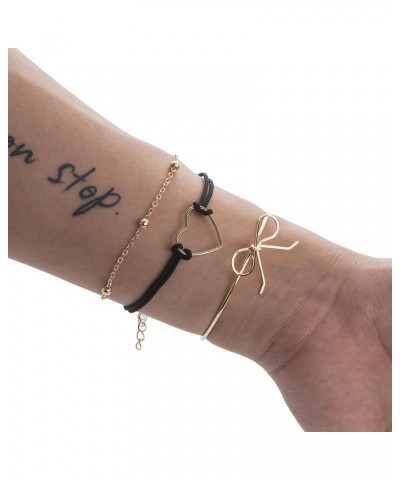 Heart Bow Knot Beads String Bracelet Dainty Flat Bracelet 11061534 $8.24 Bracelets