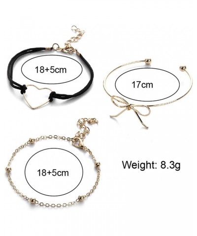 Heart Bow Knot Beads String Bracelet Dainty Flat Bracelet 11061534 $8.24 Bracelets