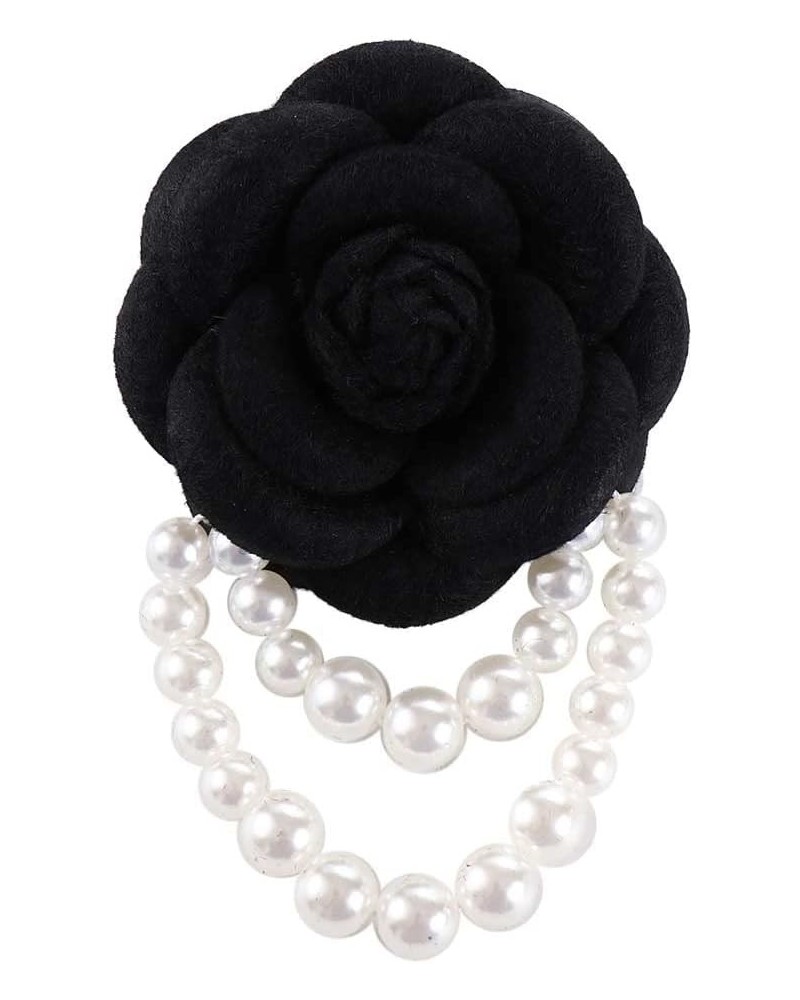 Camellia Flower Brooch Pins, Pearl Tassel Corsage Fashion Jewelry Brooches for Women, Handmade Brooch Pearl Shirt Collar Acce...