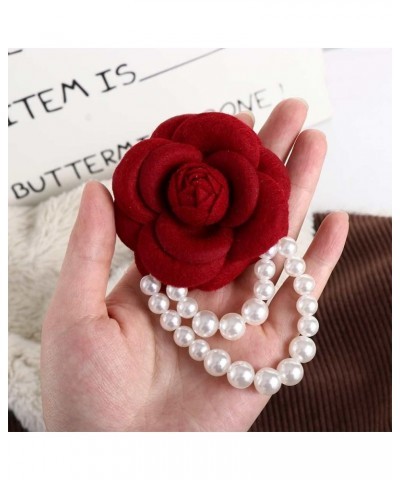 Camellia Flower Brooch Pins, Pearl Tassel Corsage Fashion Jewelry Brooches for Women, Handmade Brooch Pearl Shirt Collar Acce...