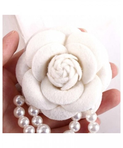 Camellia Flower Brooch Pins, Pearl Tassel Corsage Fashion Jewelry Brooches for Women, Handmade Brooch Pearl Shirt Collar Acce...