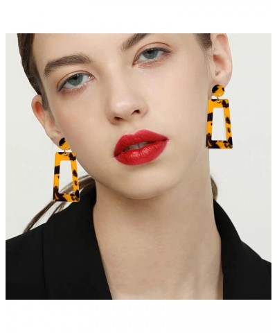 2 pairs iridescence Mottled Tortoise Shell Acrylic Dangles Drop Earrings set For Women And Girls Bohemian rectangle geometry ...