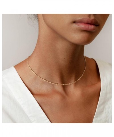 Gold Chain Choker Necklace,14K Gold Plated Dainty Cute Lip Chain Long Necklace Delicate Fashion Choker Necklace Jewelry Gift ...