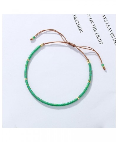 Seed Beads Strand Bracelet Handmade Braided Adjustable Charm String Link Bracelets Fashion Jewelry for Women Girl Green 04M $...