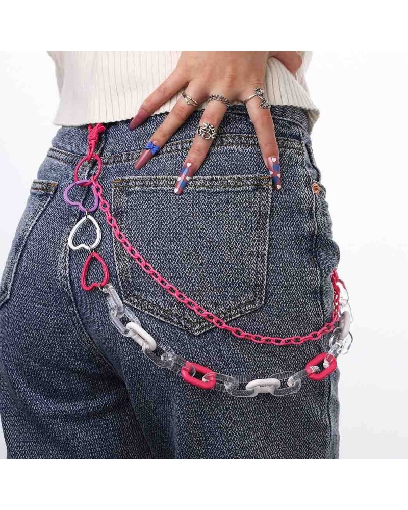 Cute Pants Jean Chain Layered Keychain Punk Colorful Pink Pendants Heart Pocket Trousers Chain Hiphop Rock Wallet Chains Body...