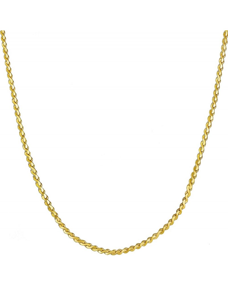 1.4mm Serpentine Chain Necklace for Women & Men 24k Gold Plated 16 inches Gold $16.90 Necklaces