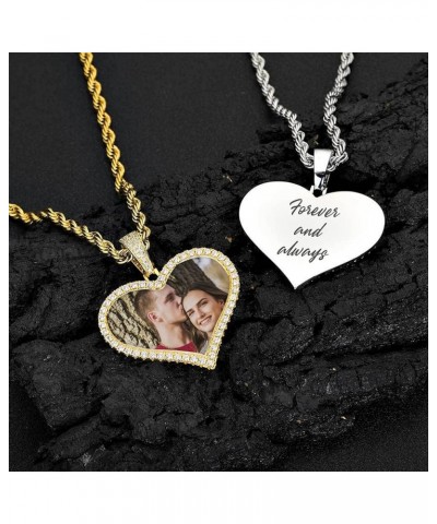 Custom Photo Necklace with Picture Inside 18K Gold Plated Engraved Necklace for Men Women Custom Chain Pendant Memorial Neckl...