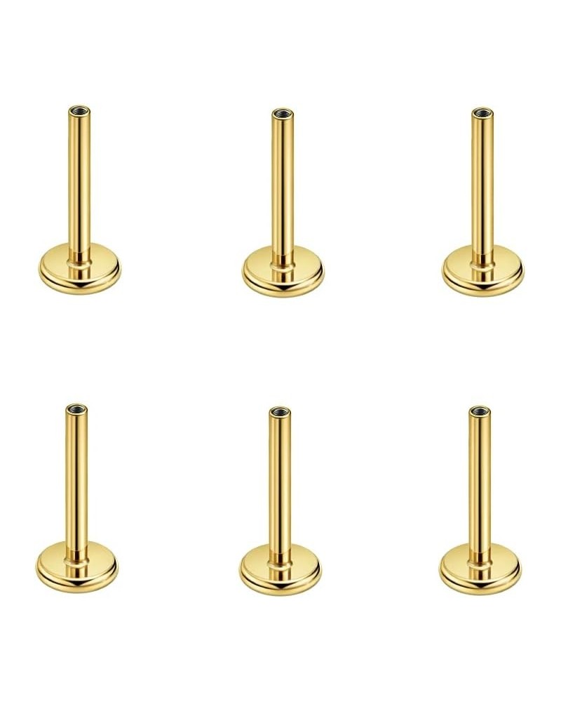 Surgical Steel Cartilage Stud End Surgical Steel Internally Threaded Labret Post Post 6PCS-18g 8mm Gold $8.39 Body Jewelry