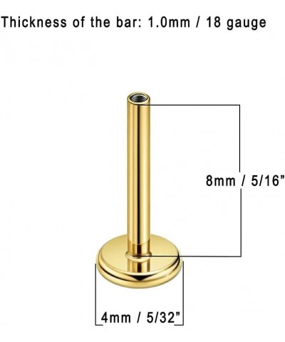 Surgical Steel Cartilage Stud End Surgical Steel Internally Threaded Labret Post Post 6PCS-18g 8mm Gold $8.39 Body Jewelry