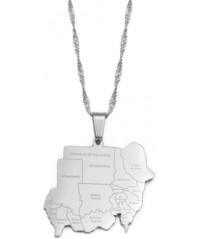 Map Pendant Necklace - Republic of The Sudan Map Necklace for Men and Women, North Sudan Map Necklace Jewelry Fashion Clavicl...