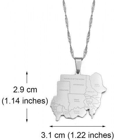 Map Pendant Necklace - Republic of The Sudan Map Necklace for Men and Women, North Sudan Map Necklace Jewelry Fashion Clavicl...