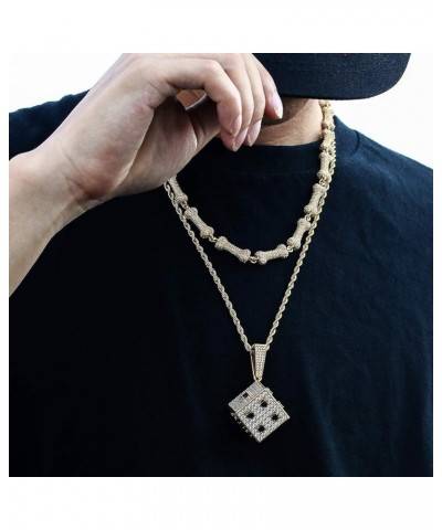 18K Gold/Platinum Plated AAA CZ Iced Out Pendant Necklace for Men Women Simulate Diamond Accents Bling Bling Hip Hop Charm Ne...