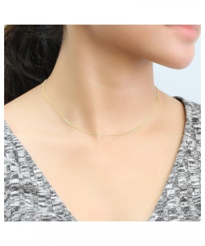 Solid 14K Gold Necklace 0.9mm Baby Link Curb Chain Necklace (16, 18, 20, 22, 24 Inches) 22.0 Inches $57.16 Necklaces