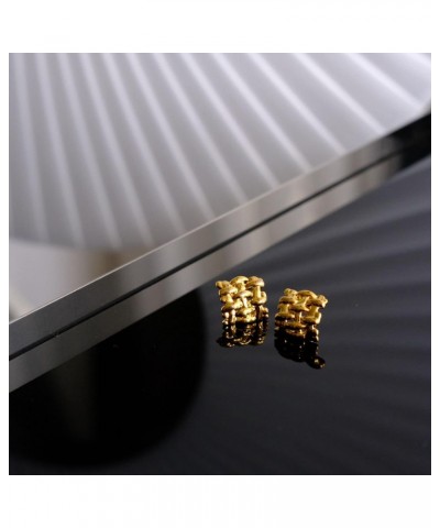 18K Gold Plated Metal Textured Niche Braiding Design Square Stud Earrings for Women Trendy Hypoallergenic Earrings $7.50 Earr...