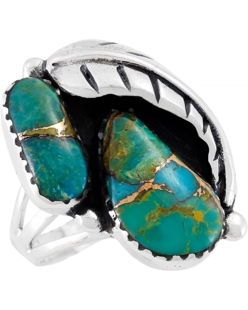 Turquoise Ring Sterling Silver 925 Genuine Gemstones Size 6 to 11 Matrix Turquoise $20.24 Rings