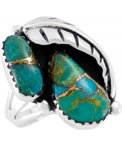 Turquoise Ring Sterling Silver 925 Genuine Gemstones Size 6 to 11 Matrix Turquoise $20.24 Rings