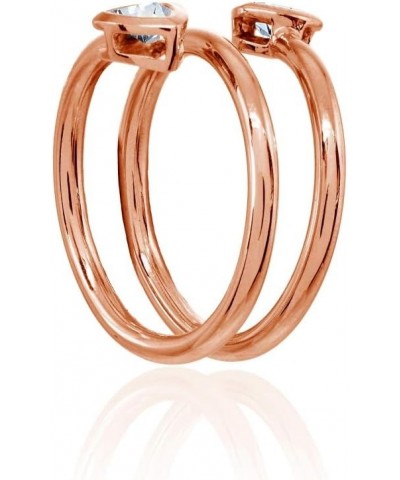 Sterling Silver Cubic Zirconia Trillion Two Stone Spiral Wrap Around Polished Statement Ring rose-gold-flashed-silver $19.94 ...