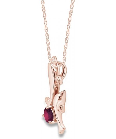 Simulated Birthstones Playing Dolphins Pendant Necklace in 14k Rose Gold Over Sterling Silver Simulated Ruby $27.53 Necklaces