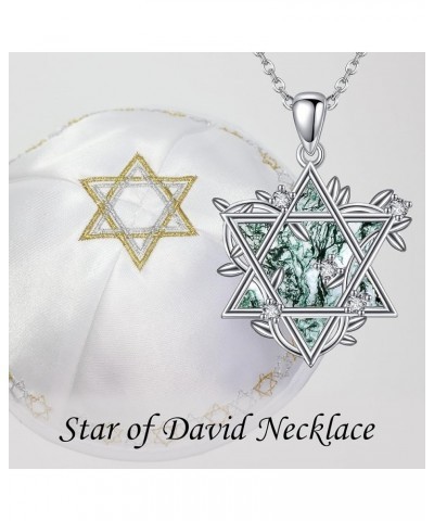 Star of David Necklace Sterling Silver Star of David Abalone Shell/Moss Agate Pendant Necklace Jewish Star Jewelry Gifts for ...