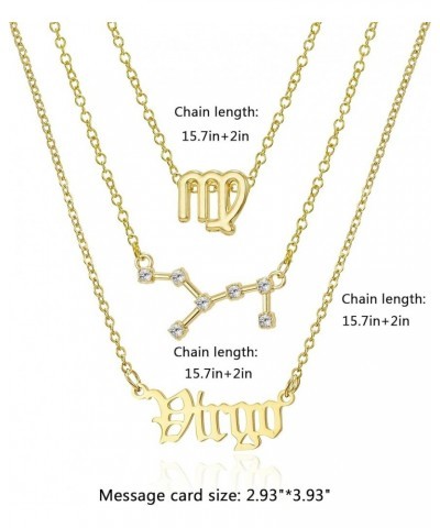 3Pcs Zodiac Necklace Set 12 Constellation Sign Pendant Necklace Astrology Birthday Gift For Women Girls Virgo(8.23~9.22) $7.5...