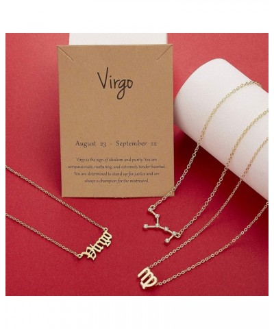 3Pcs Zodiac Necklace Set 12 Constellation Sign Pendant Necklace Astrology Birthday Gift For Women Girls Virgo(8.23~9.22) $7.5...