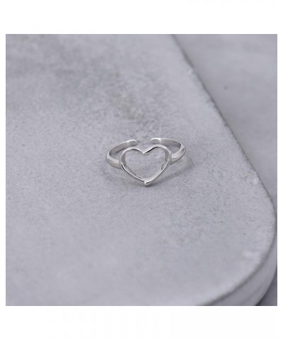 Open Heart Band Ring In 18K Gold Plated Sterling Silver | Women's Cutout Heart Ring Ajustable | Womens Gold Thumb Ring Open H...