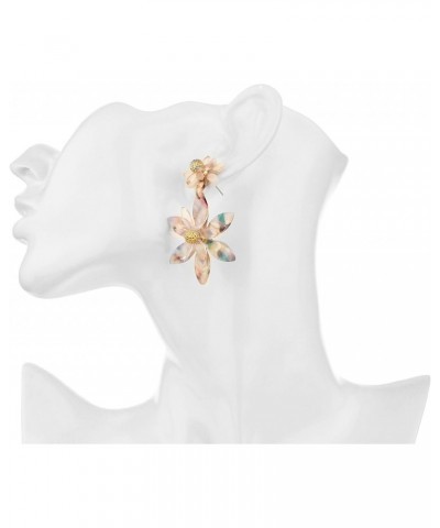 Two Flowers Different Sizes Off-white Acrylic Transparent GoldDangle Earrings $9.98 Earrings