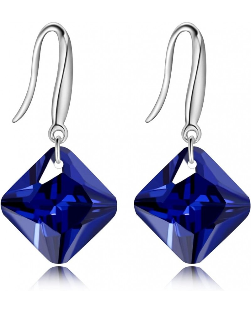 Platinum Plated Cushion Cut Square Cubic Zirconia Dangle Drop Earrings Party Jewelry for Women WE030 PurpleBlue $7.94 Earrings