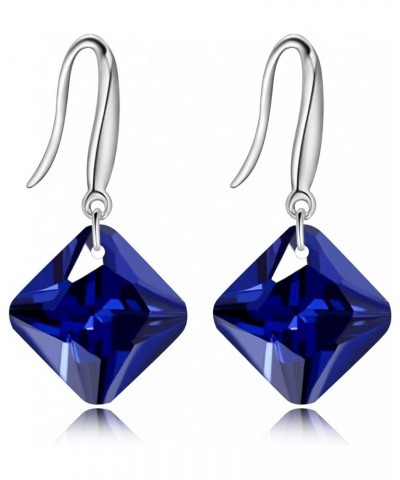 Platinum Plated Cushion Cut Square Cubic Zirconia Dangle Drop Earrings Party Jewelry for Women WE030 PurpleBlue $7.94 Earrings