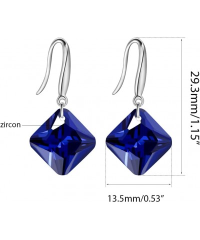 Platinum Plated Cushion Cut Square Cubic Zirconia Dangle Drop Earrings Party Jewelry for Women WE030 PurpleBlue $7.94 Earrings