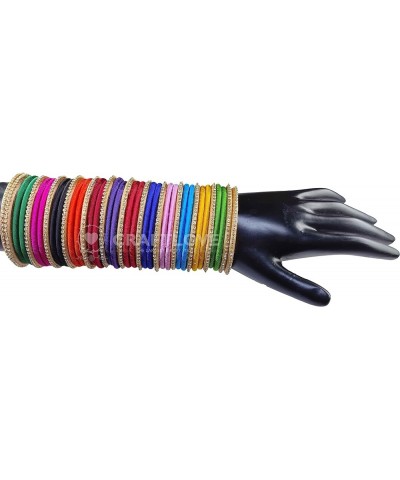 Silk Thread Bangles Handcrafted Stylish Elegant Multicolor with Rhinestone Embellishments (Set of 39 Bangles) Multicolor 2.6 ...