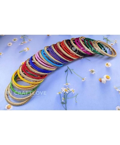 Silk Thread Bangles Handcrafted Stylish Elegant Multicolor with Rhinestone Embellishments (Set of 39 Bangles) Multicolor 2.6 ...